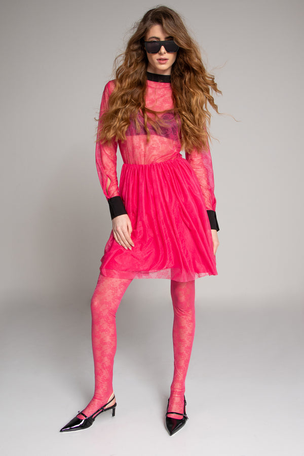 Lenna Lace & Bird pink stockings