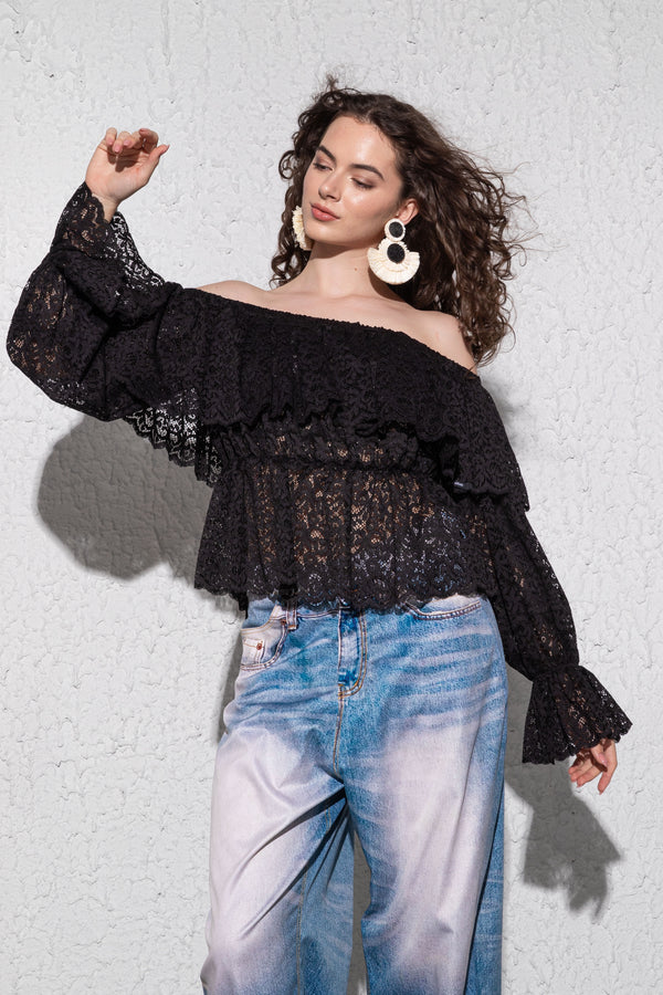 Cabano Sugarbird Lace Black Top