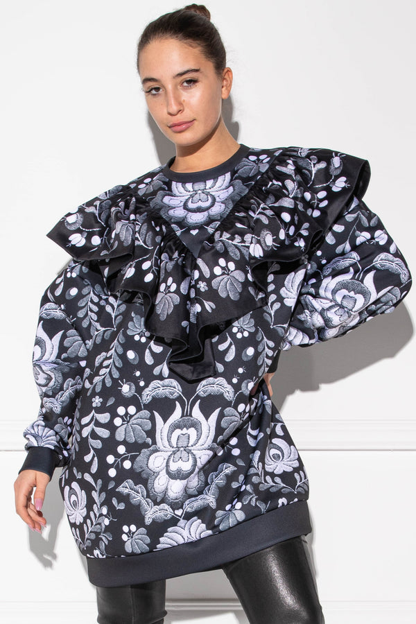 Otellona Czukormadár Matyó black sweater