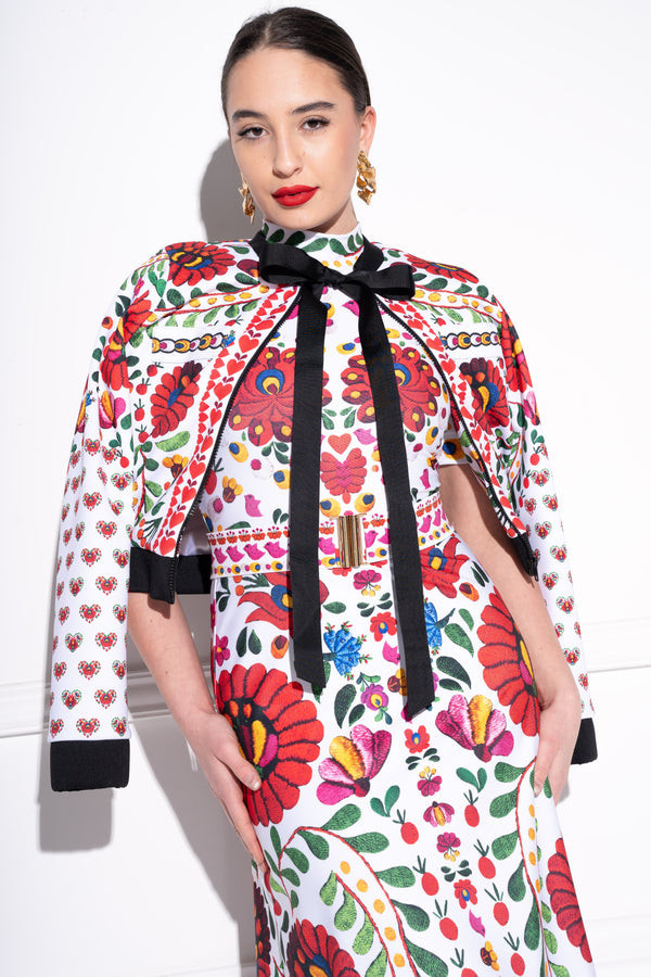 Bertilla Heritage Matyó White Cardigan