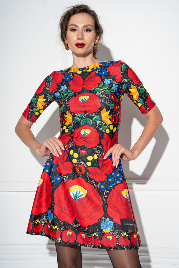 Montika <tc>Kalocsa</tc> Red Flower dress