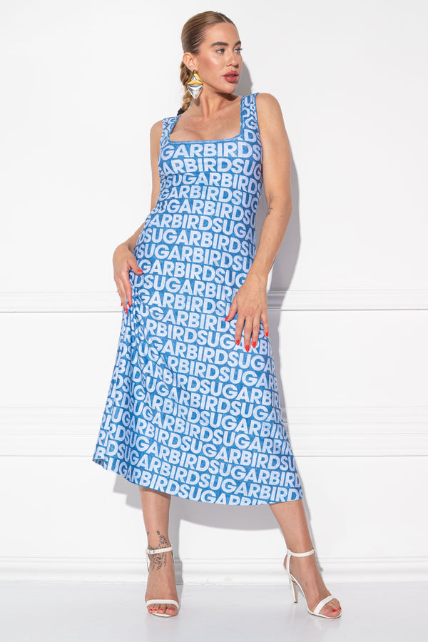 Tika Denim Effect Monogram ruha