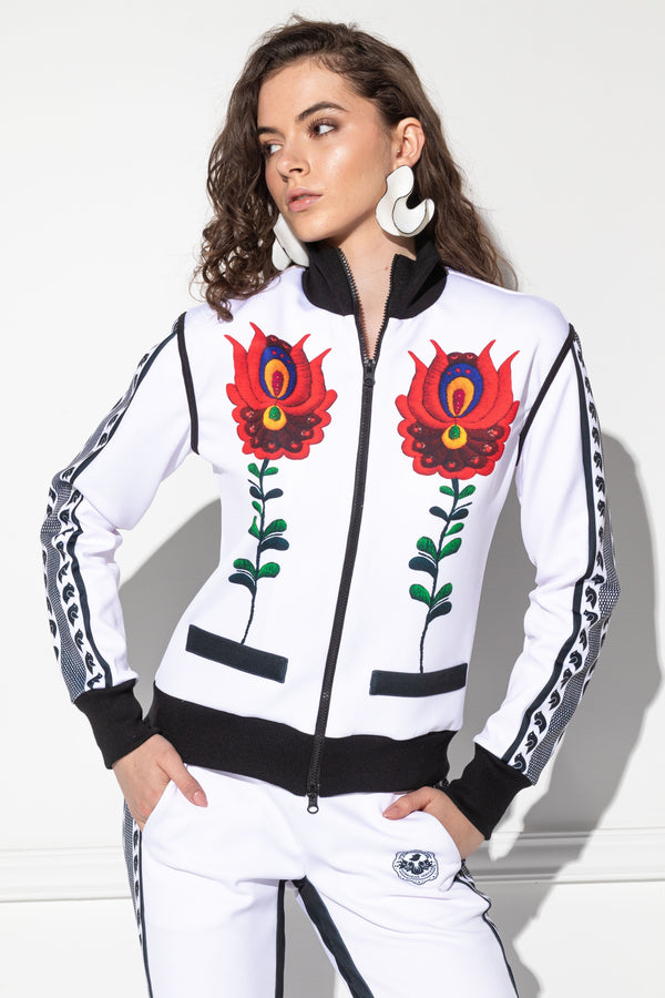 Mira Matyó Rose White Cardigan