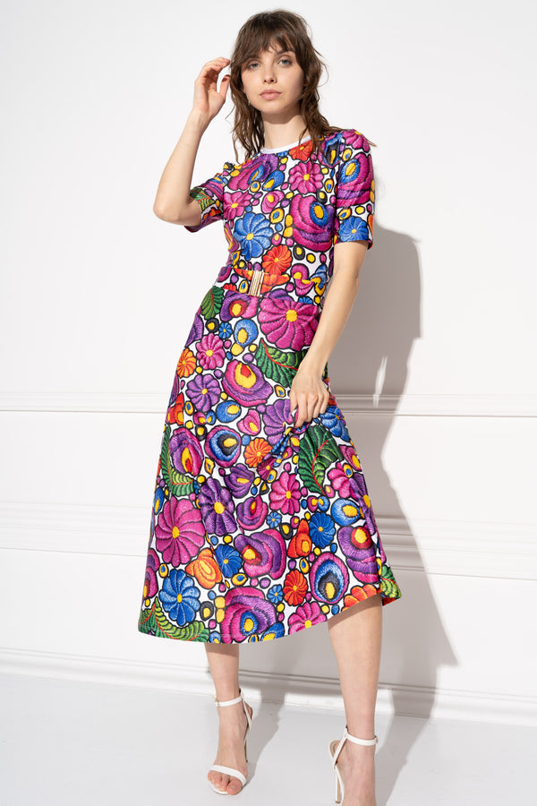 Tilla Matyó White & Purple Dress