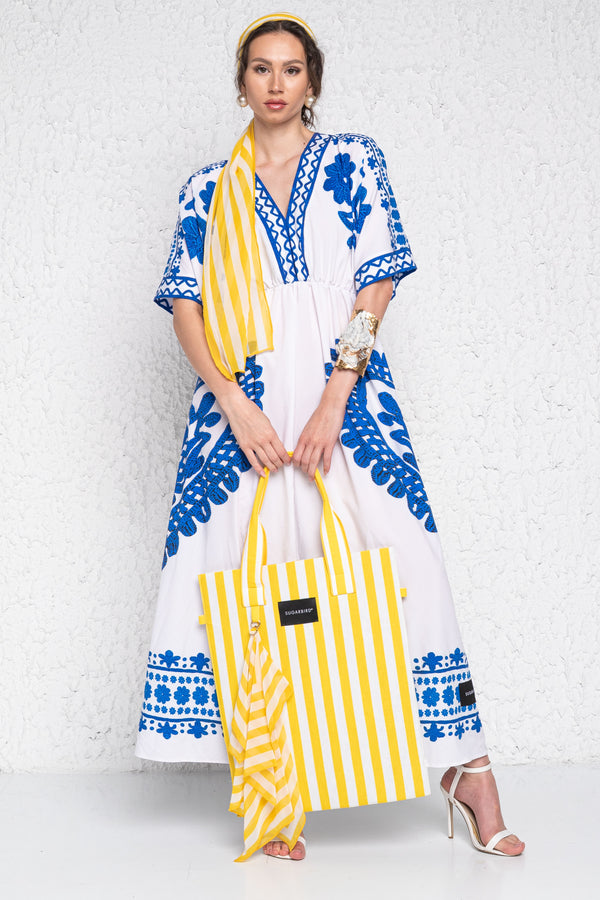 Basma <tc>Kalotaszeg</tc> Blue white dress