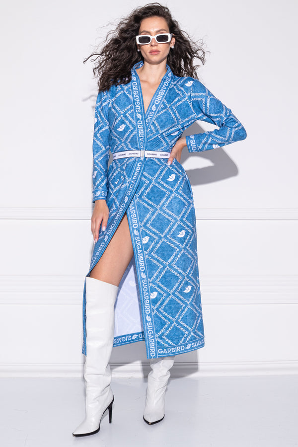 Karga White Denim Effect Monogram Kimono