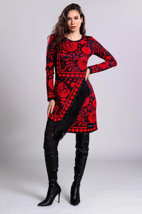 Asztra Matyó Burgundy ruha