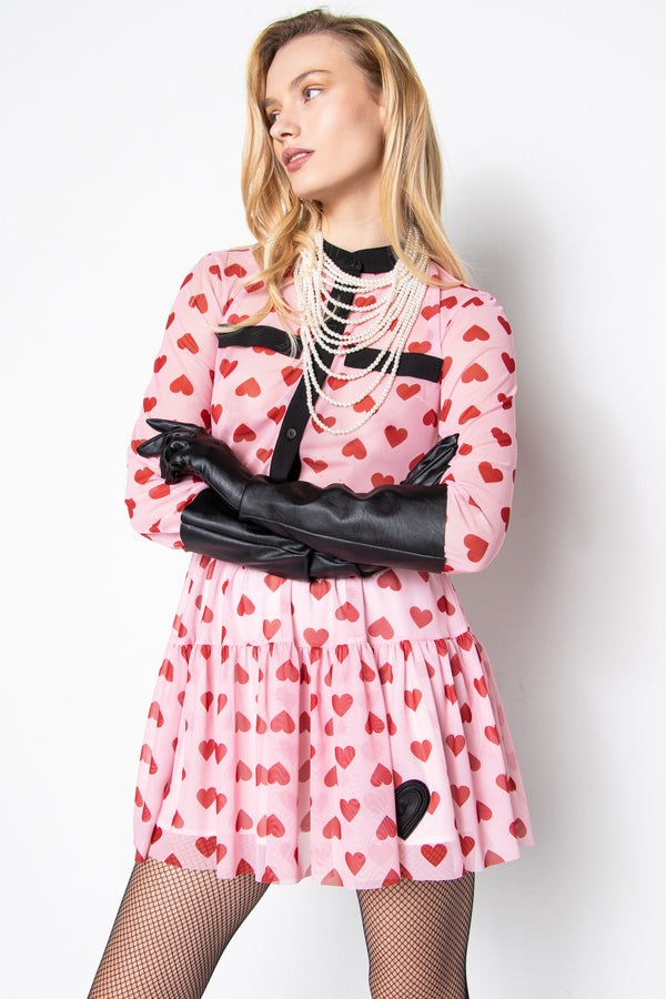 Thereo extra mini black & pink pink dress